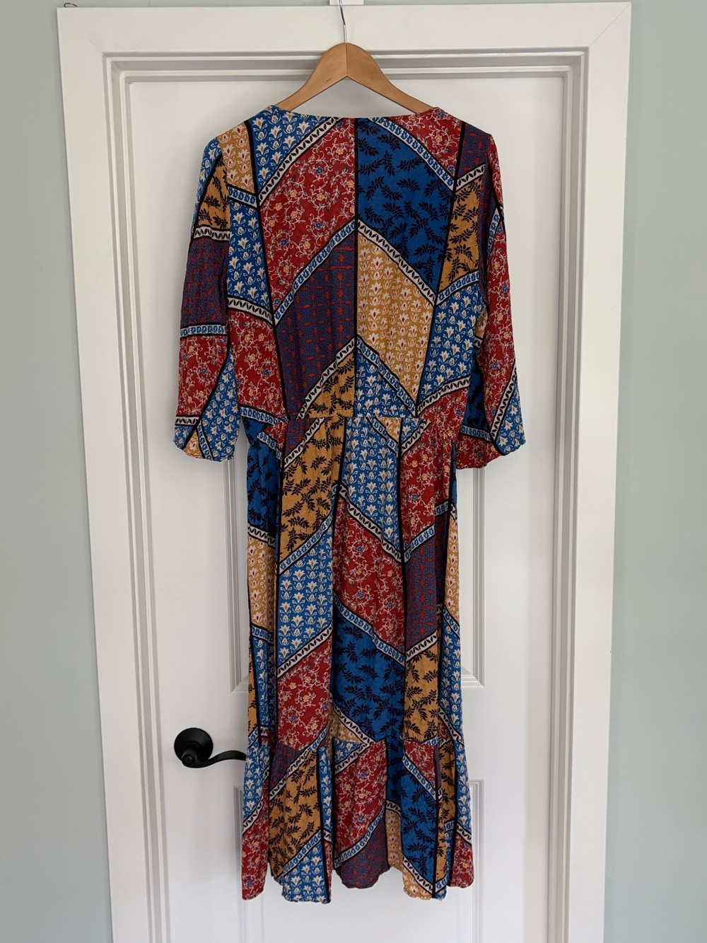 Democracy Patchwork Faux Wrap Midi Dress XL - Picture 5 of 7